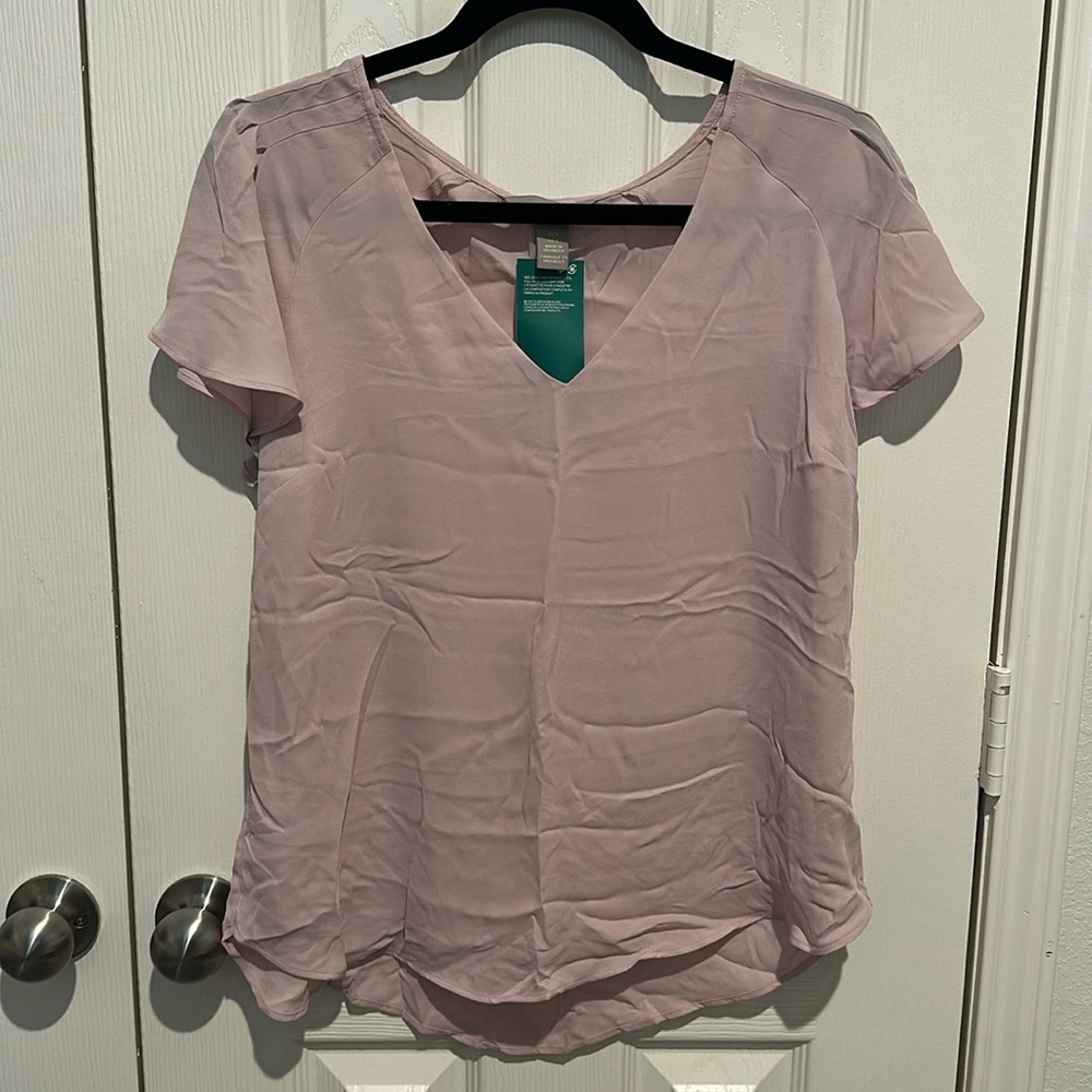 Blush Pink Short Sleeve H&M Blouse